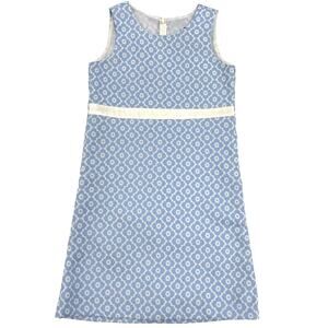 Maggie Breen Girls Blue & White Floral Print Sleeveless Shift Dress 12